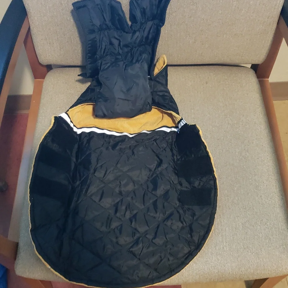 Mklhgty Dog Waterproof Reversible Yellow/Black Winter Coat Size S